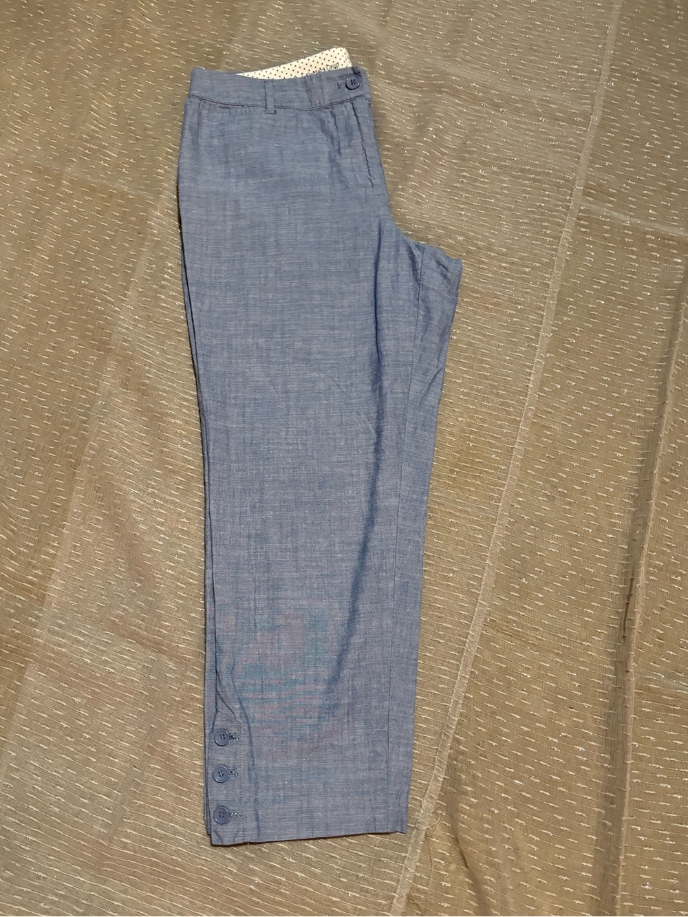 Talbots Light Blue Cropped Linen-Blend Ankle Pants #2023